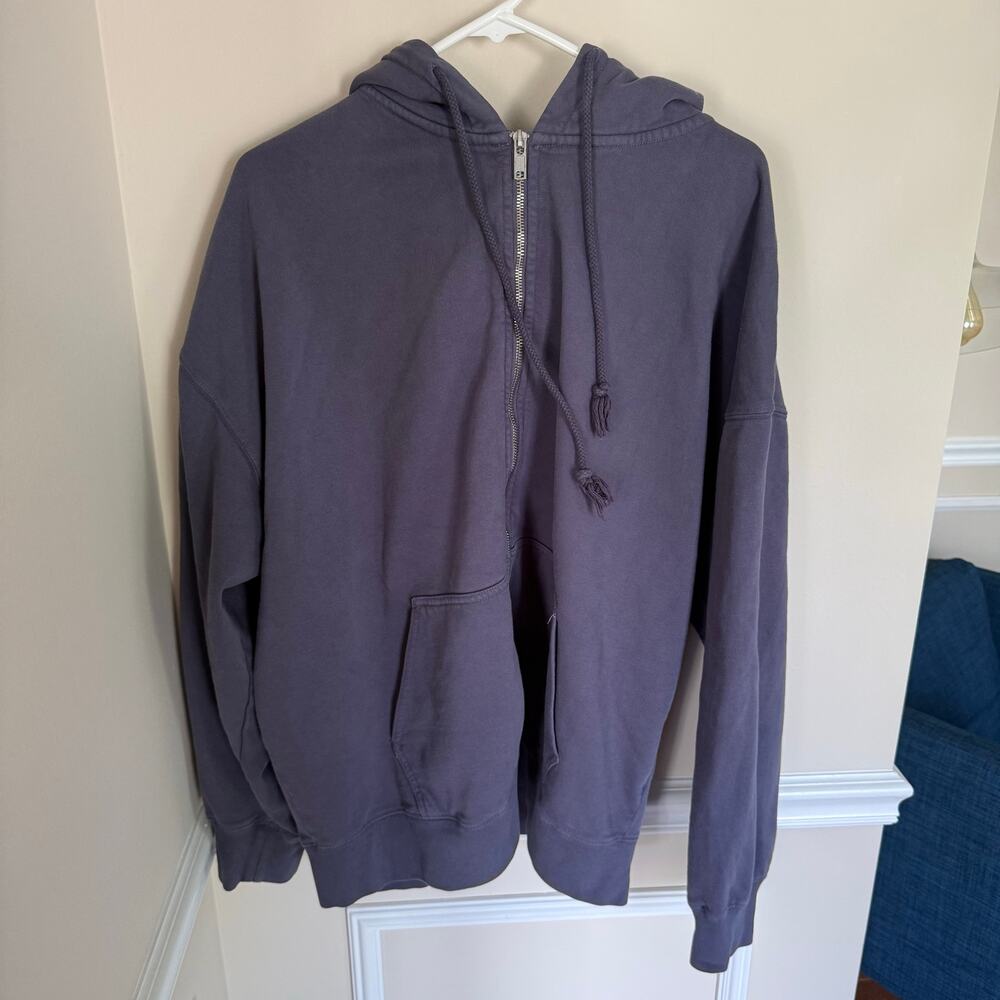 John Galt Brandy Melville Blue Oversized Heavyweight Zip-Up Jacket Unisex - Picture 3 of 11